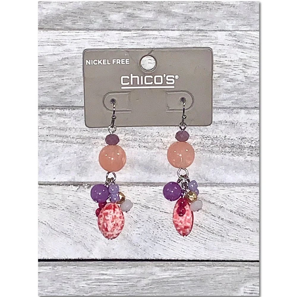 Chico's Resort Wear Beaded Dangle Earrings NWT